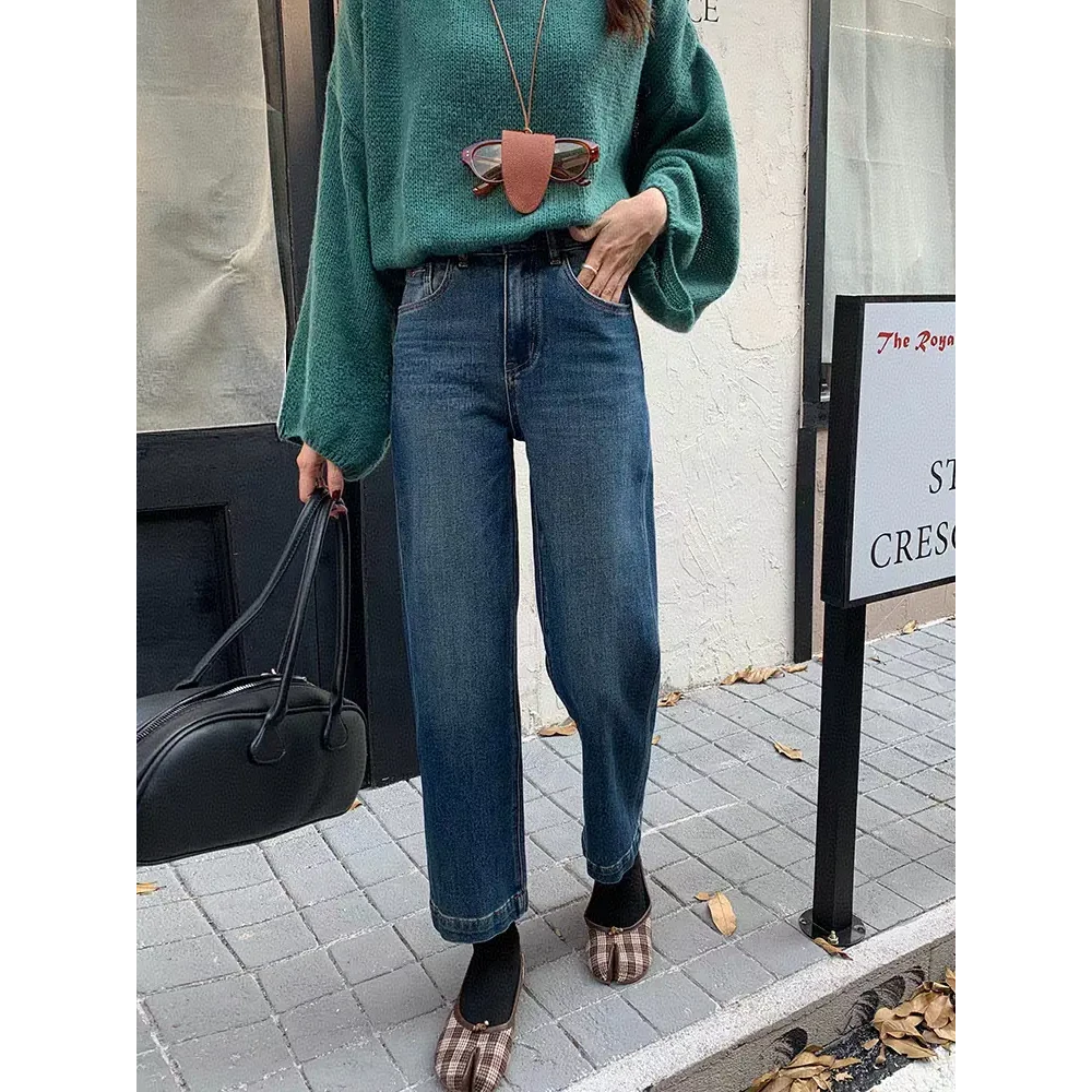 SU【602-1】代96 愫萌 MWMA超爆裤王加绒四面弹九分小直筒牛仔裤~