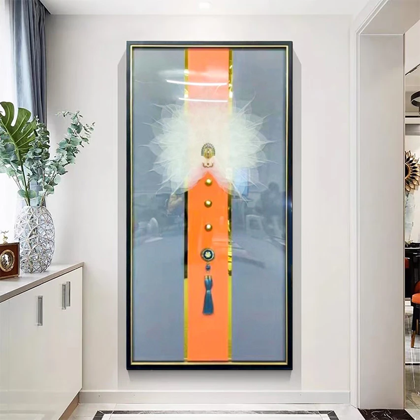 手工铝合金边框实物玄关画 钢化玻璃菩提叶客厅 菩提241