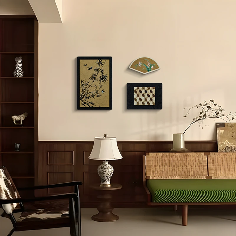 中古风客厅装饰画沙发背景墙组合画餐厅法式复古墙面挂画燕子4060