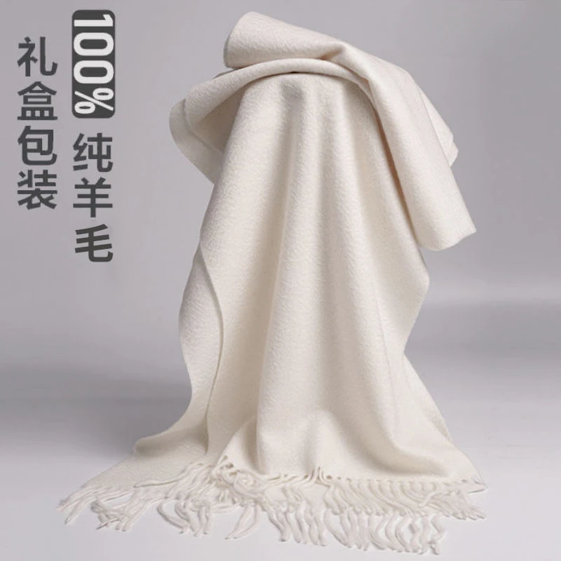 内蒙羔羊毛纯羊毛围巾冬季女生加厚保暖纯色加大高档披肩围脖韩版