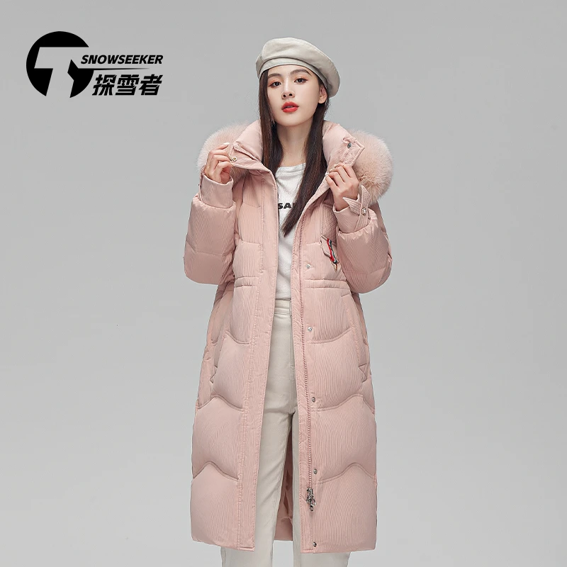 探雪者优雅气质真毛领长款羽绒服TSD2714