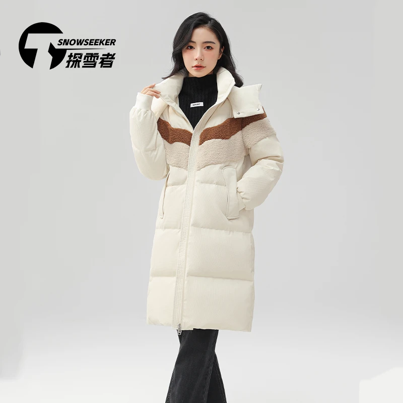 探雪者女士长款拼接设计款羽绒服TSD2705