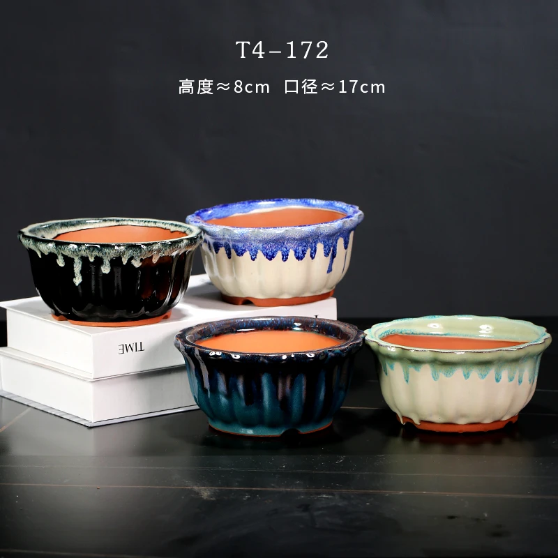 T4-172大口径拼盘多肉花盆陶瓷特价清仓个性粗陶肉肉植物创意小花