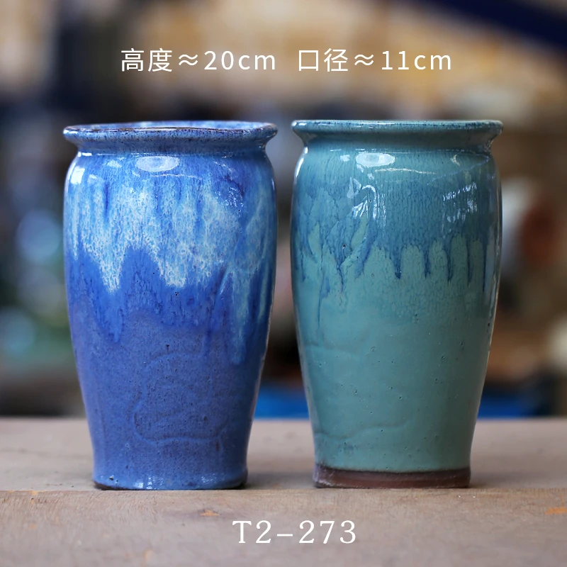 T2-273宜兴陶瓷多肉花盆手工简约植物个性创意紫砂花盆大号花瓶