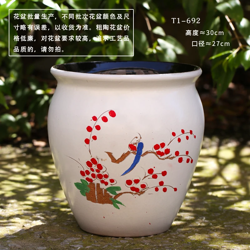 T1-692家用陶瓷创意手绘北欧风花盆特大口多肉绿植专用盆