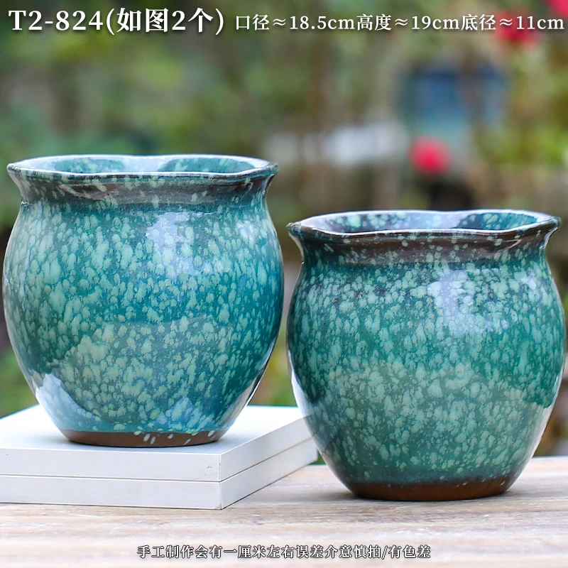 T2-824宜兴粗陶花边口山水花盆室内多肉盆金钱树三角梅盆绿植大盆