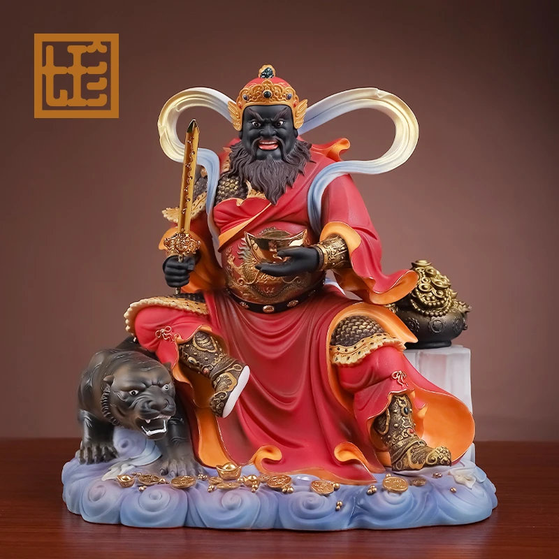 七珍陶瓷《武财爷赵公明骑虎》五路财爷家用正财爷爷摆件装饰品