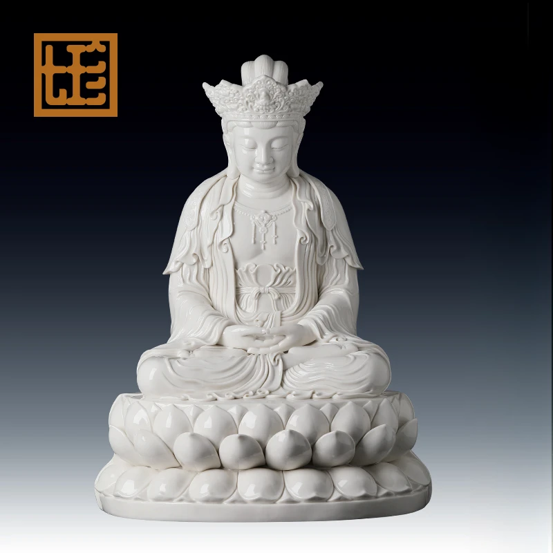 七珍陶瓷摆件 毗卢冠观/音林建平德化白瓷装饰工艺品摆件
