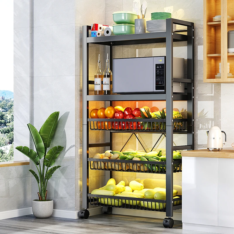 调味瓶烤箱水果蔬菜杂物落地式多功能多层可移动收纳置物架