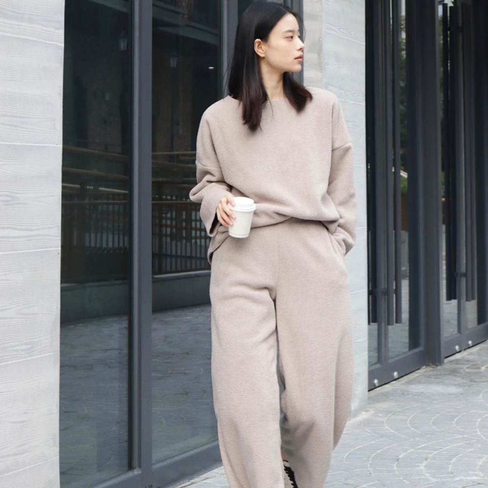 O家 冷淡风摇粒绒家居套装