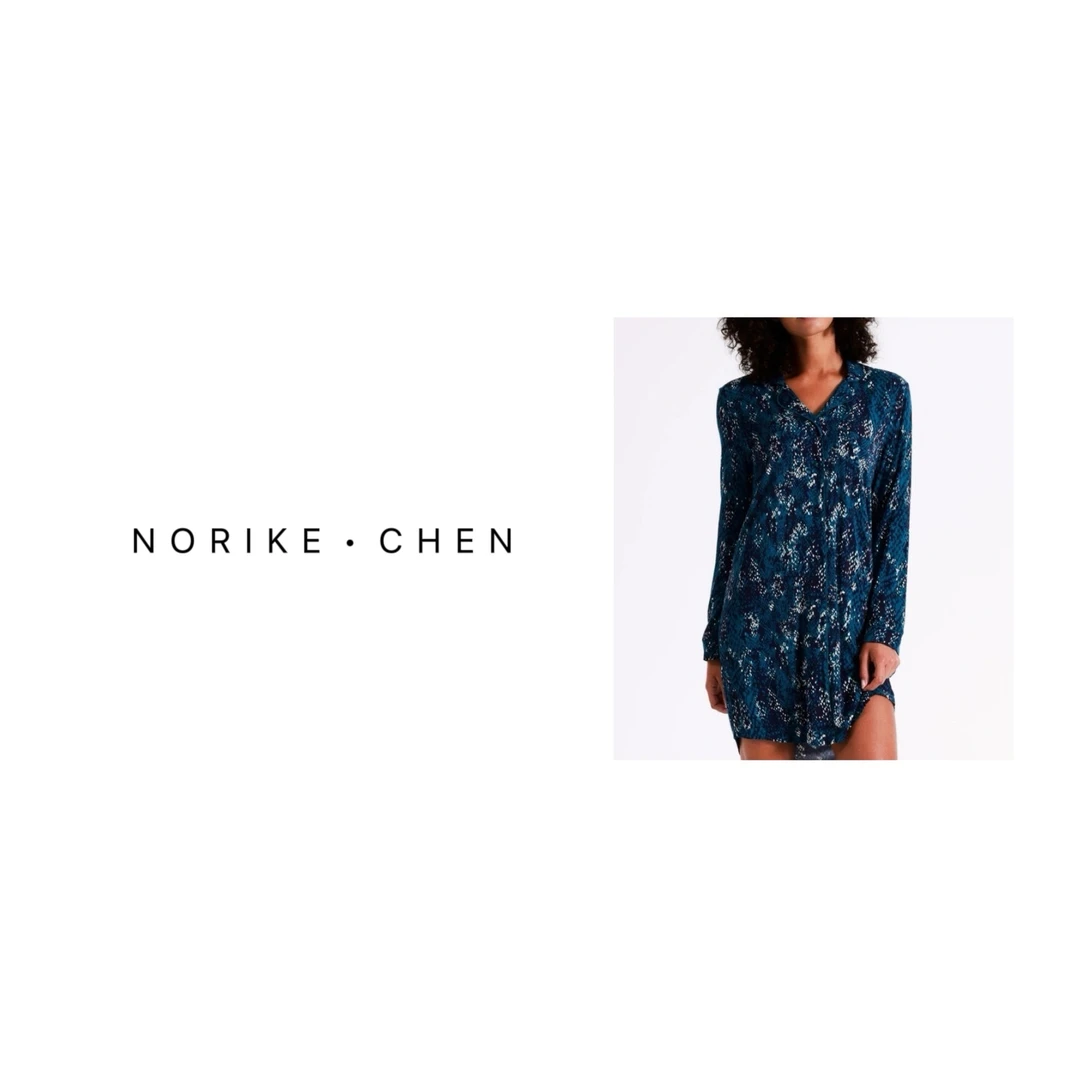 暗夜蓝蛇纹衬衫裙柔软飘逸家居裙NK44211