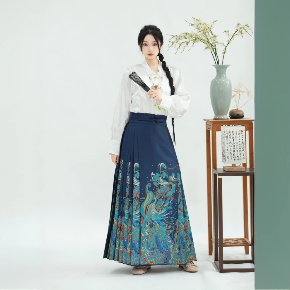 [翠羽]原创汉服明制重工满织妆花点翠重工马面裙汉服2024新款