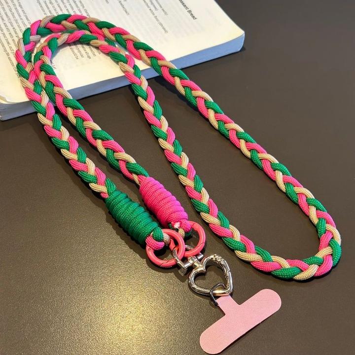 新款三色编织手机挂绳可斜挎肩背带子撞色潮流个性加长手机链结实