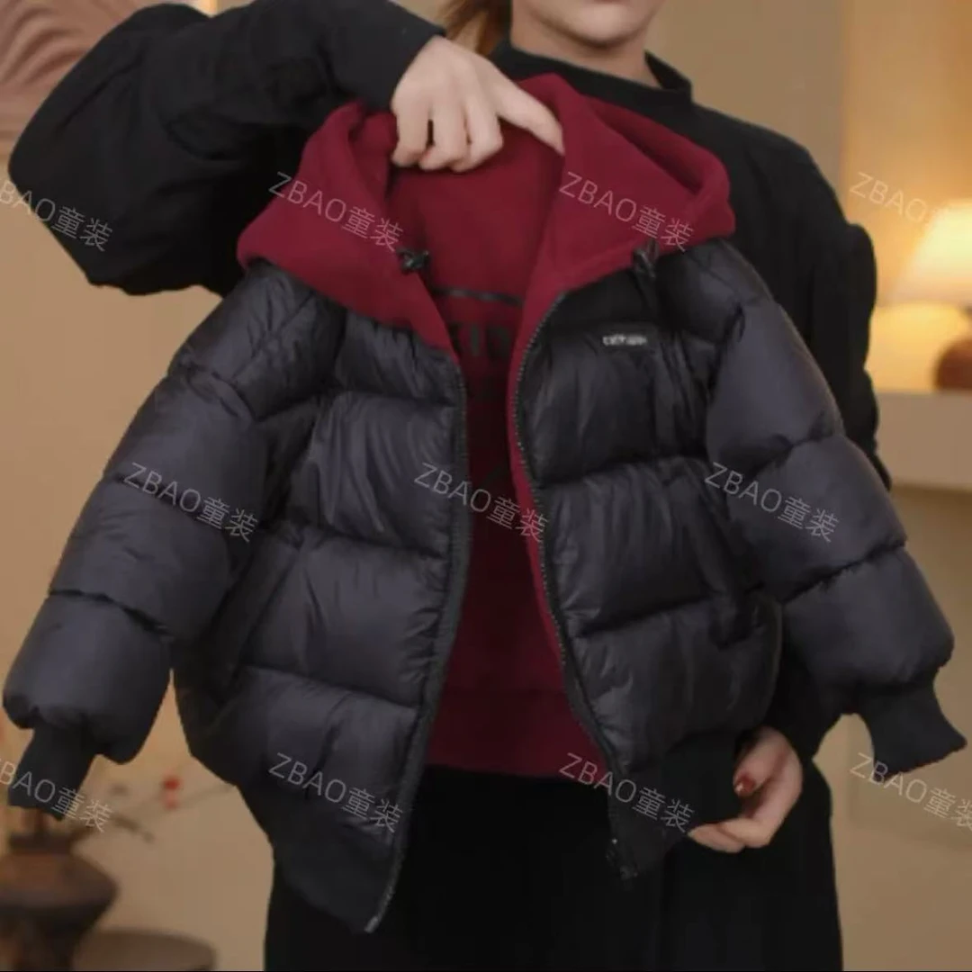儿童棉衣2024新款加厚洋气网红百搭双面穿时尚男宝宝棉服夹克上衣