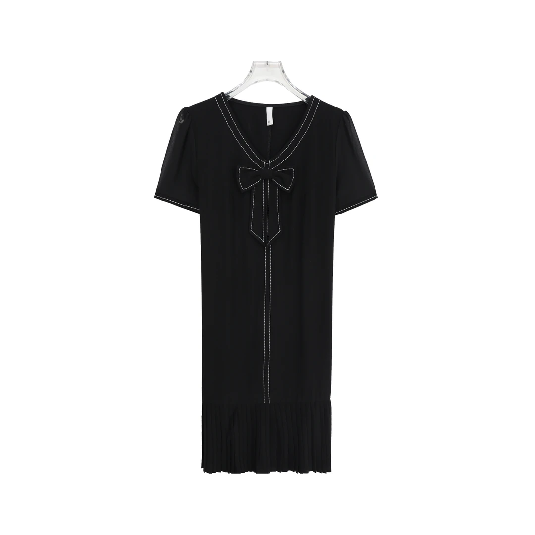 高级感名媛蝴蝶结设计感小百褶连衣裙S806