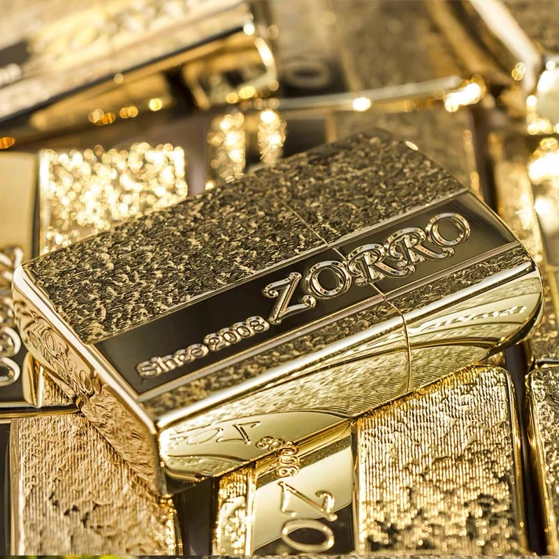 ZORRO佐罗精雕富豪煤油打火机钛金防风个性创意砂轮火机礼物