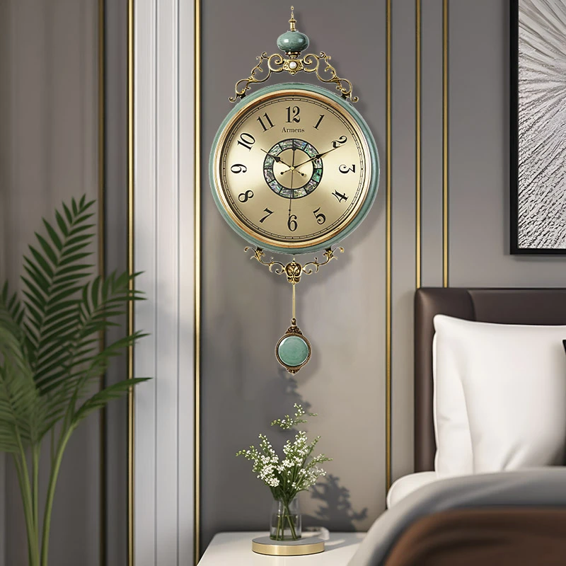 轻奢时尚客厅家用创意静音挂墙大气时钟陶瓷装饰挂钟卧室欧式挂表