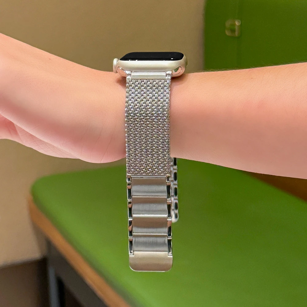 适用于AppleWatch磁吸不锈钢表带苹果s9表带se2代/Ultra/s8/s7/s6