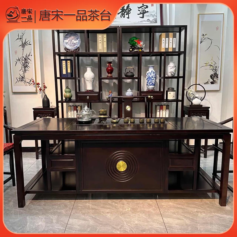 新款1.8米2米带储物实木茶桌茶台功夫茶桌茶台桌新中式泡茶桌