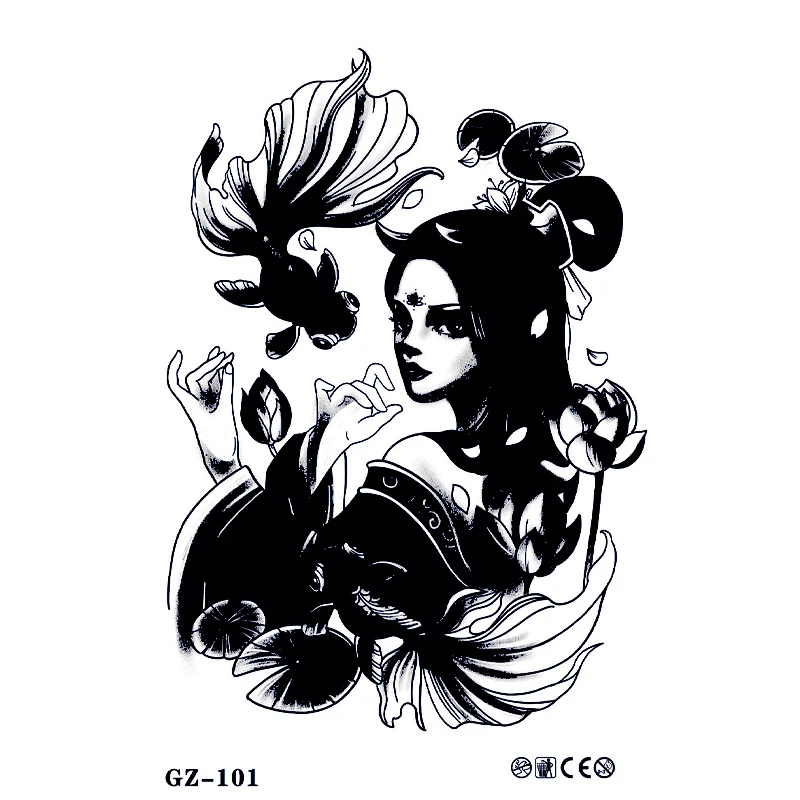 （GZ-101）日式传统艺伎    草本纹身贴（11X18CM）
