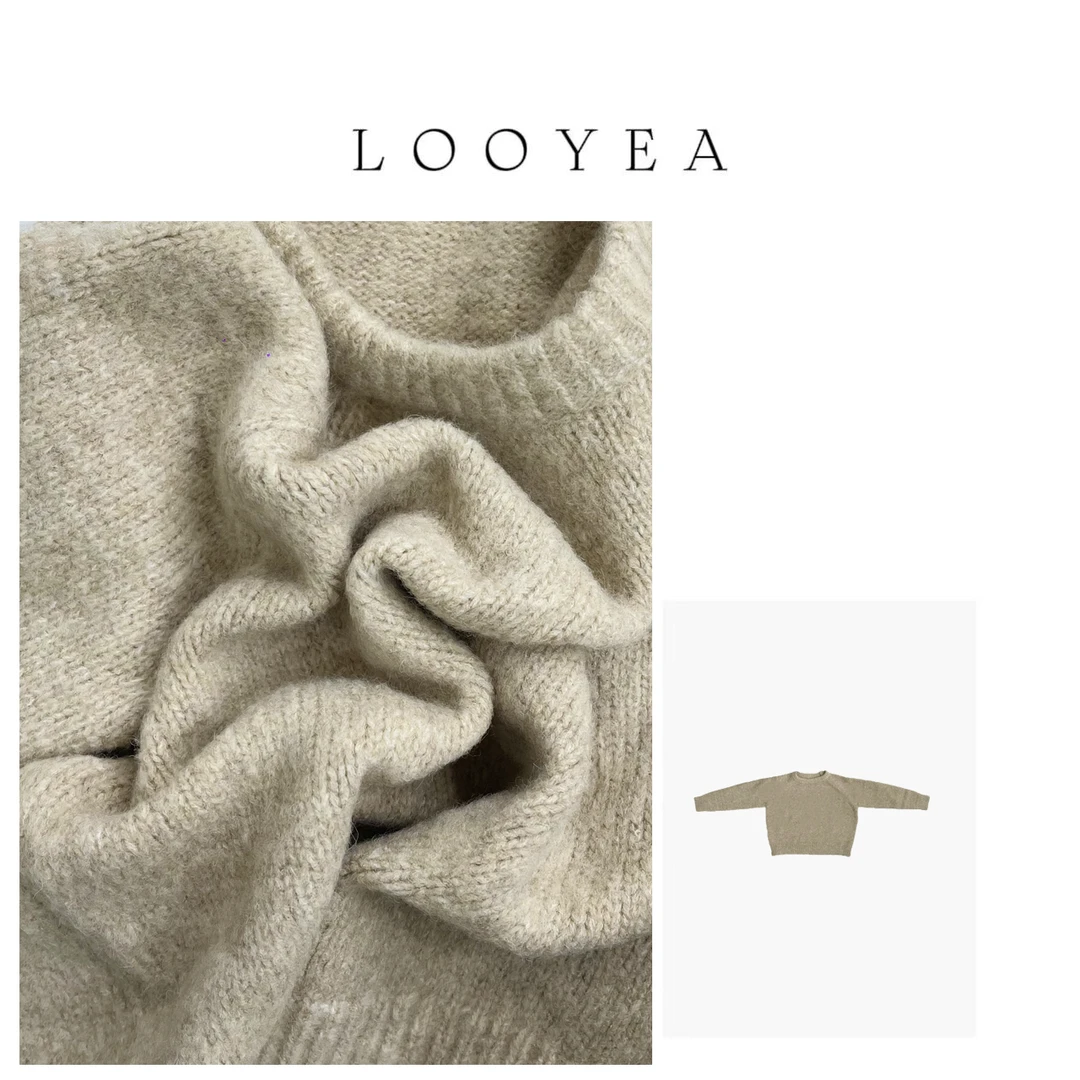 【棉花糖】LOOYEA 秋冬软糯慵懒风纯色圆领套头毛衣 2582