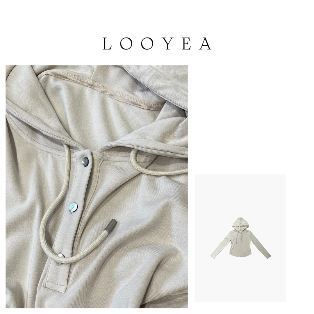 【甜茶日记】LOOYEA 韩版百搭纯色连帽抽绳长袖 5970