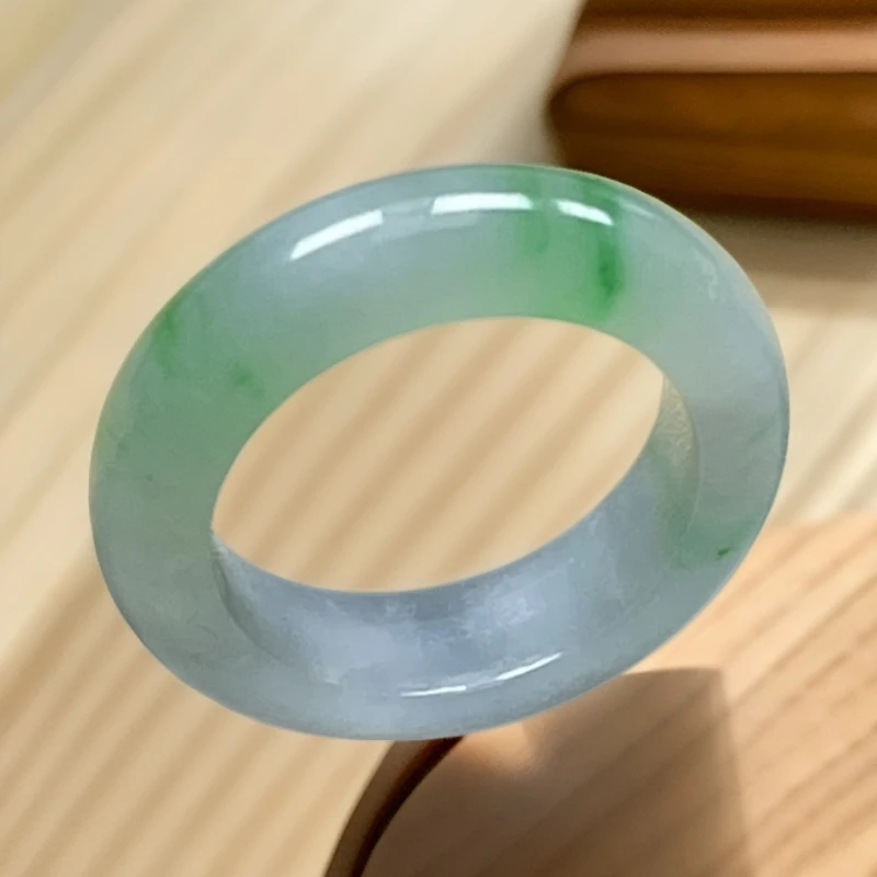 情侣细高冰帝王绿戒圈精品绿色14号古风糯冰种飘阳绿指环满绿