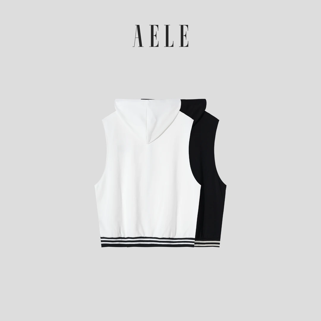 J8F1 0075 D 刺绣无袖连帽马甲