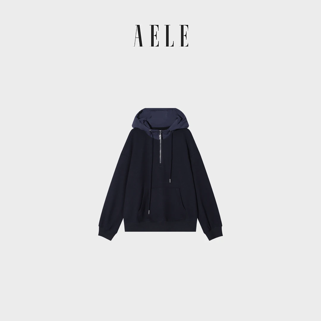 V8F5 1308 AD 加绒宽松连帽纯色卫衣