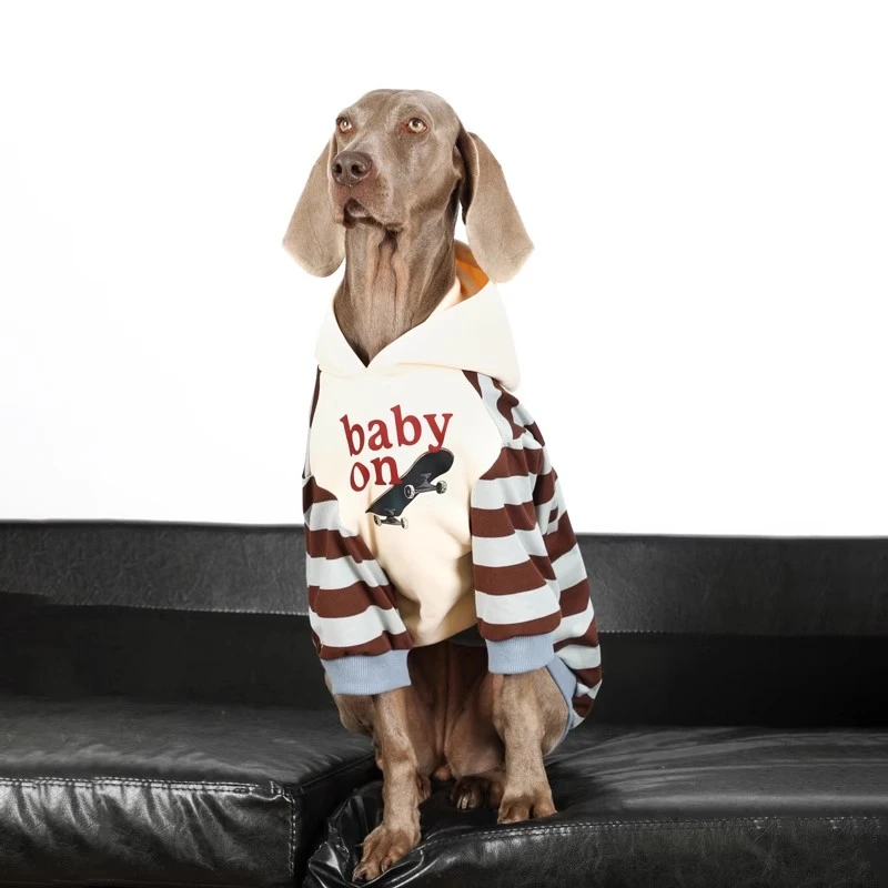 狗狗衣服大型犬秋冬保暖加绒金毛拉布拉多护肘衣条纹撞色大狗衣服