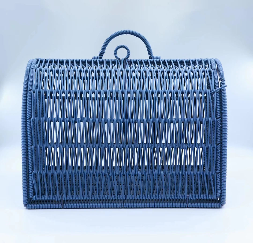 蓝色宠物笼简约长方形藤编猫狗等纯手工实用耐用环保46*31.5*32