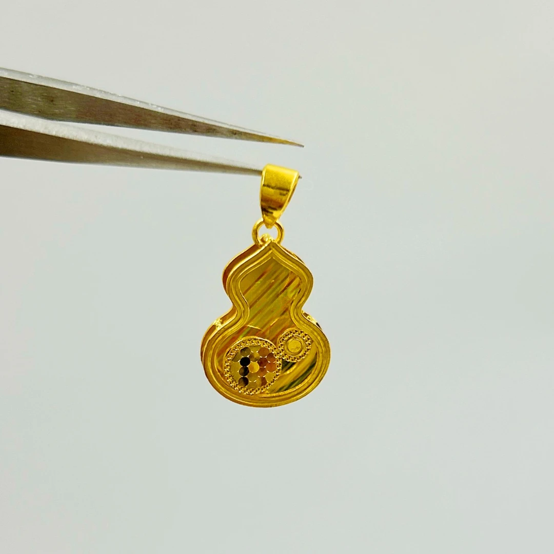 足金999鱼鳞七彩葫芦吊坠 时尚百搭5G工艺黄金首饰 按克卖