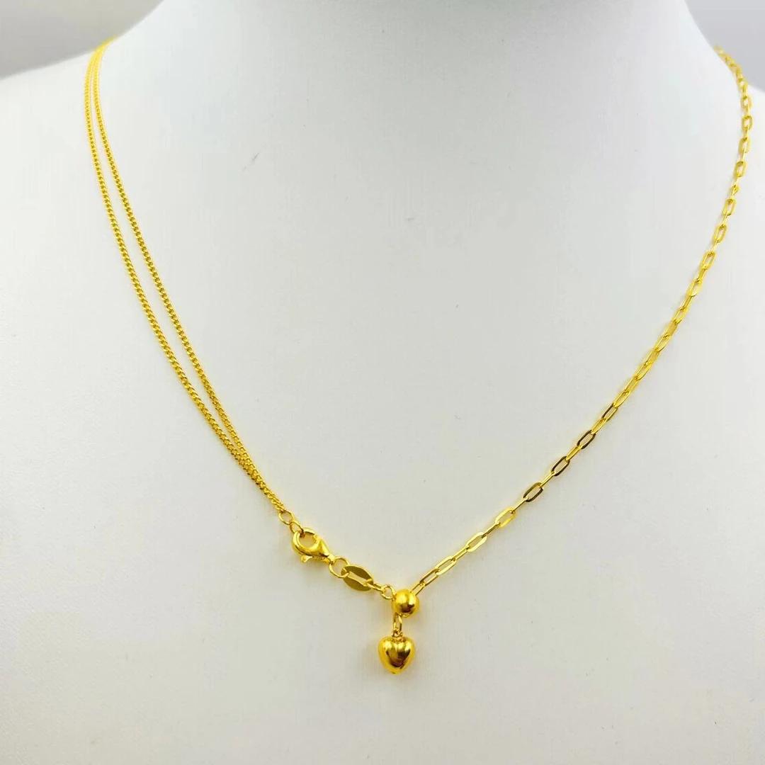 足金999 爱心抽拉ABC项链 素链 时尚百搭5G工艺黄金首饰按克卖