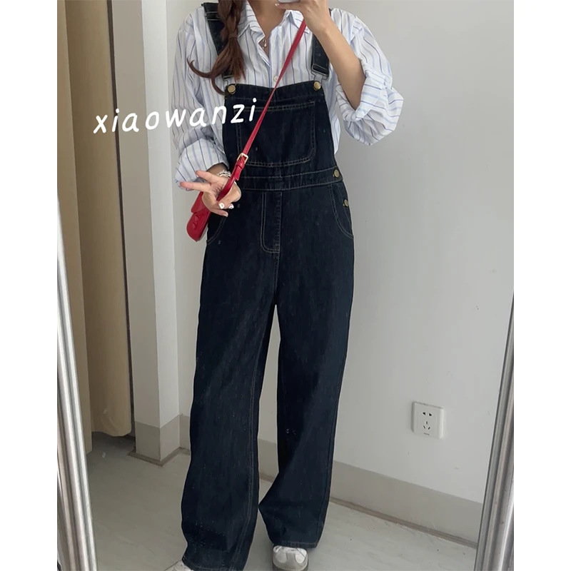 WANZI2-9072牛仔背带裤女连体裤2024夏显瘦显高新款长裤阔腿裤