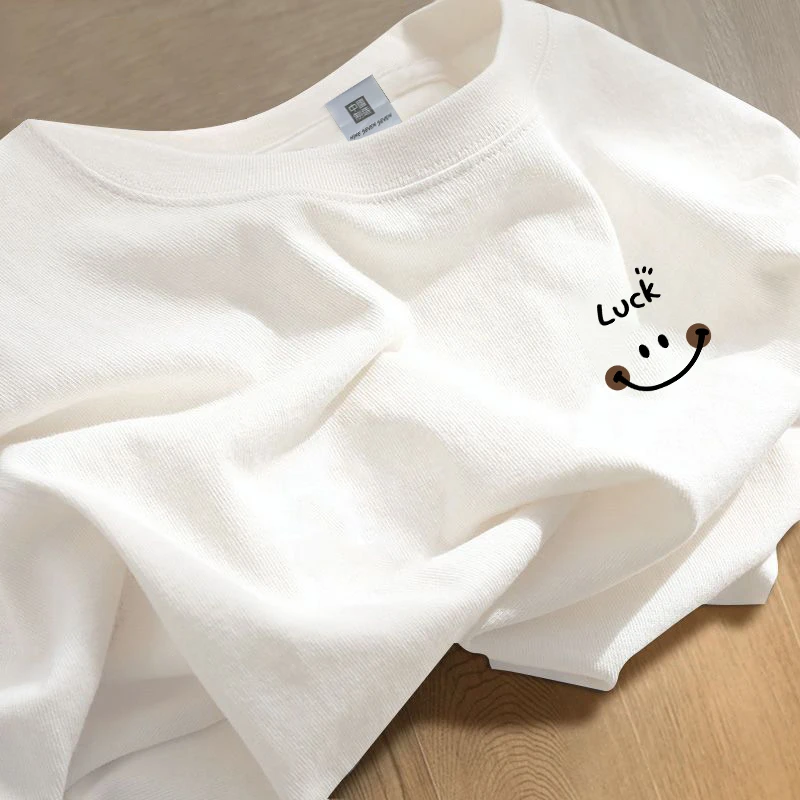 重磅纯棉短袖t恤男女同款圆领2024新款港风宽松百搭ins潮休闲上衣