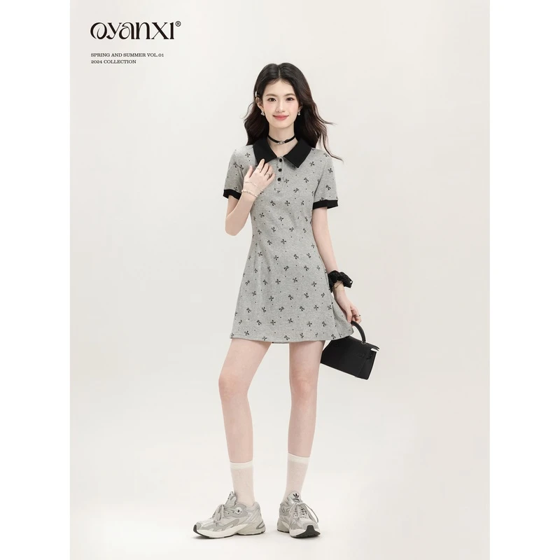 《OYANXI！清清！》短裙灰色新款女夏季氛围感连衣裙LY-227773