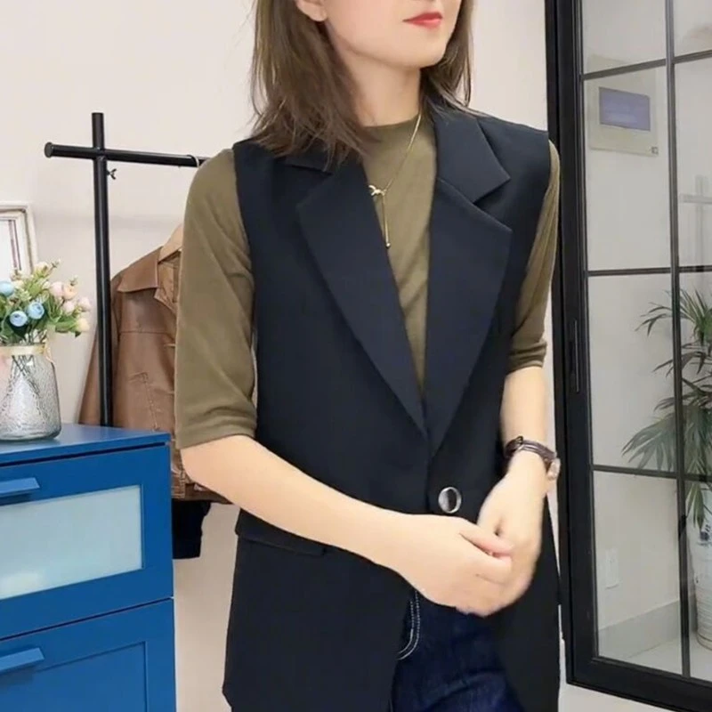斜纹西装马甲女设计感2025春秋新款宽松休闲外穿西服马夹坎肩背心