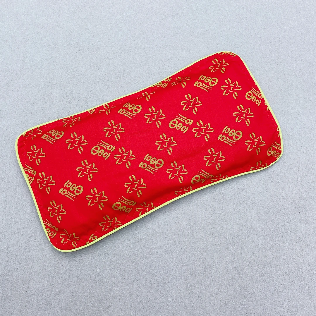 新生儿纯棉百福荞麦壳小枕头婴幼儿大红色绣花棉枕头可拆透气吸汗