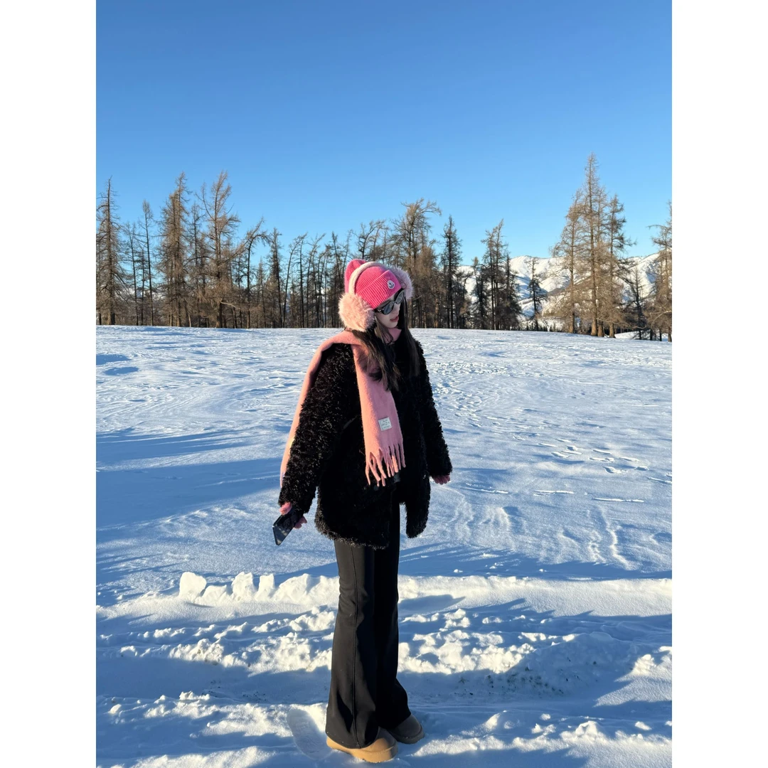 48H飞《顽童托卡》高个子女装 泰迪圈圈毛人造中长款毛毛外套Au201