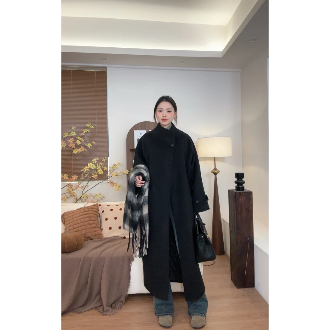 48H飞《初冬赫本》高个子女装 冬季厚毛呢高级设计感中长大衣AU132