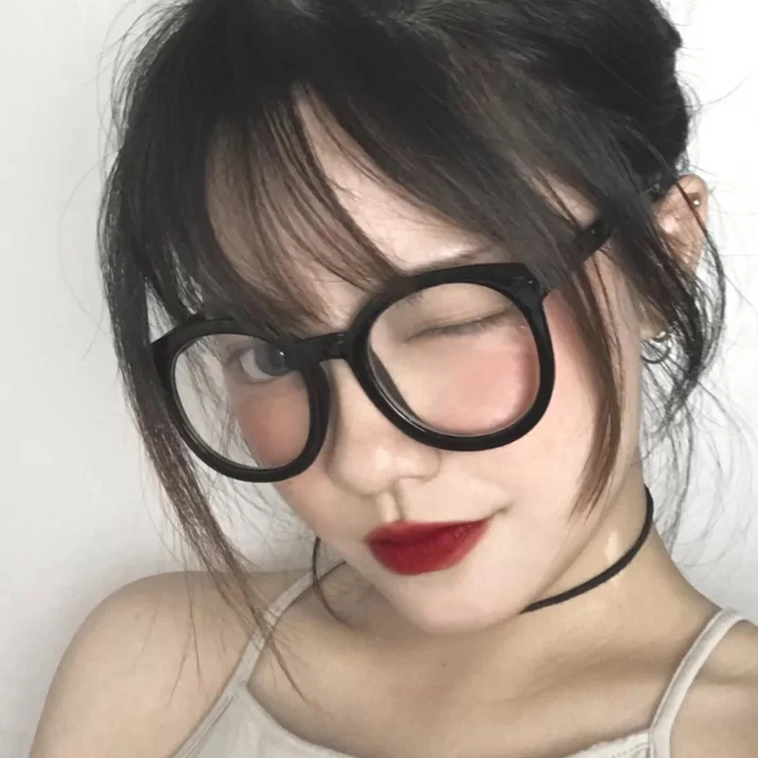 圆框大框网红近视眼镜女可配度数粗框学生显脸小防辐射蓝光素颜镜