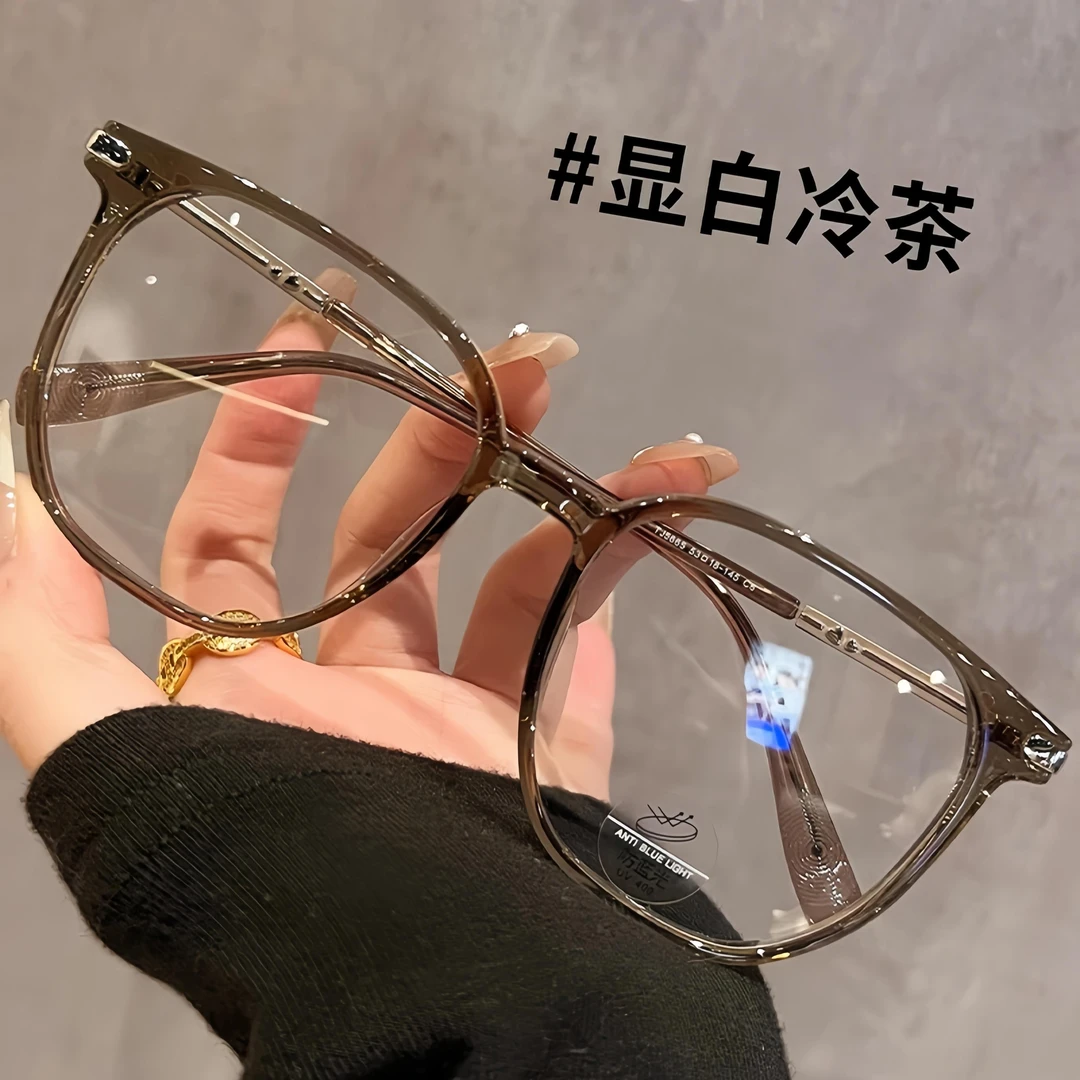 网红时尚透明超轻防蓝光眼镜大框显脸小素颜平光高颜值变色近视镜