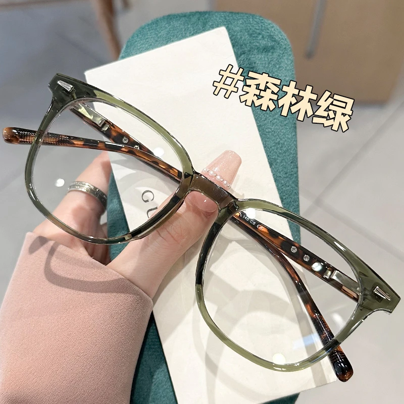 韩版大框素颜眼镜框超轻方圆脸显瘦近视镜架复古椰子灰装饰平光镜