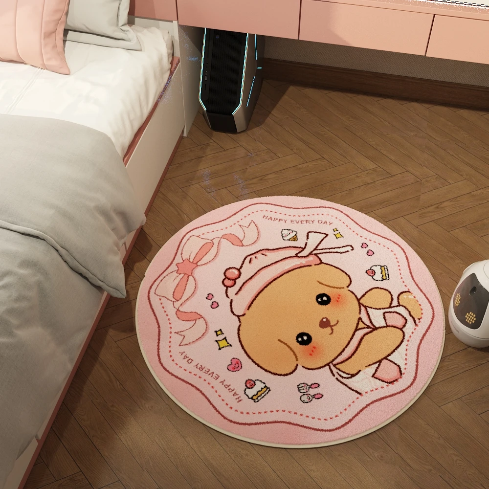 卡通可爱小狗家用仿羊绒地毯毛绒地垫加厚床边毯免打理耐脏地毯