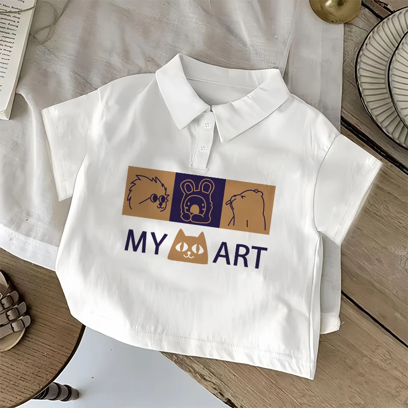 小黄鸭儿童纯棉POLO衫男女童卡通T恤夏季宝宝薄款上衣卡通夏宽松