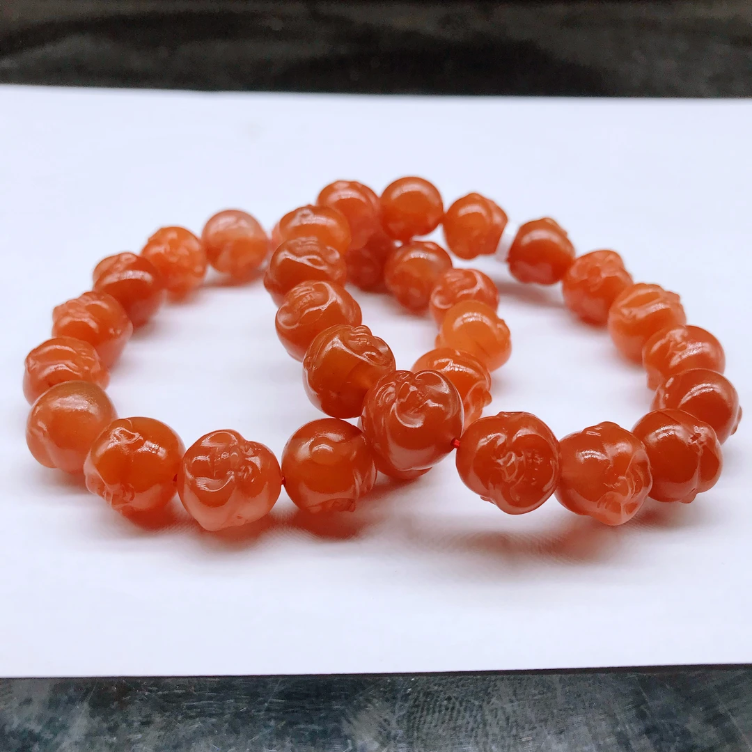 【领源】南红保山精工精雕佛头气质手串13mm【多样式发其一】