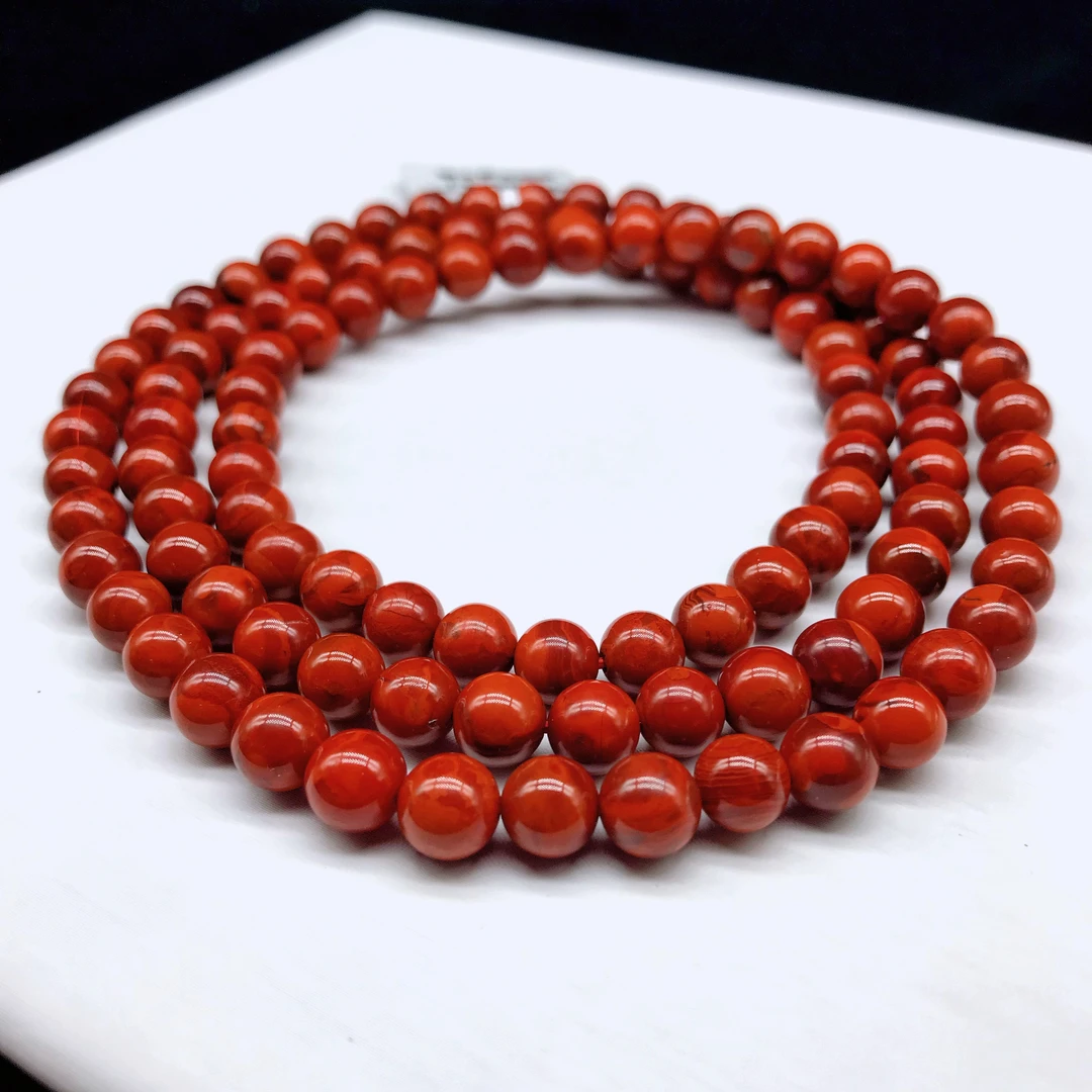 【领源】南红瓦西火焰纹时尚多圈7mm（一条）