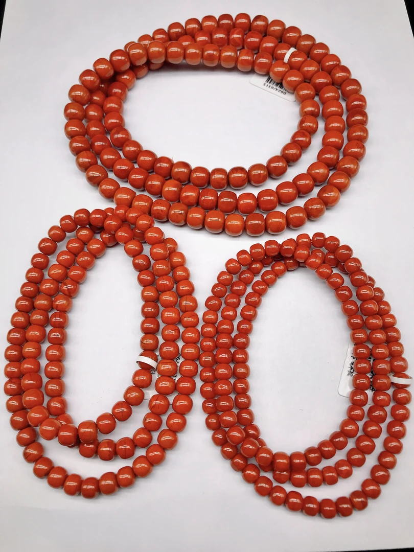 【领源】南红四川瓦西精美老型素圈多圈（一条）