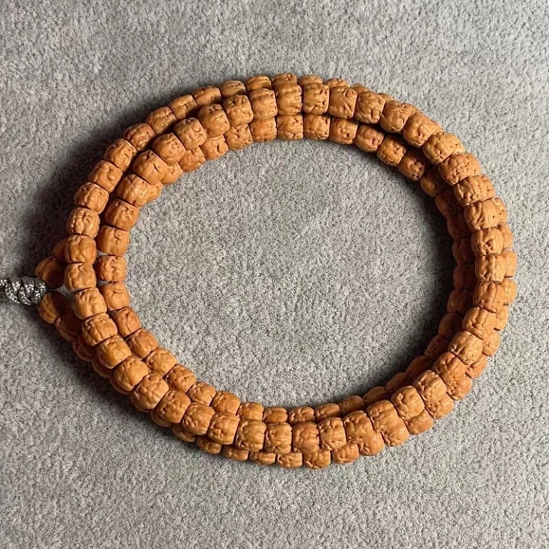 藏式龙切佛手小金刚菩提子玄武纹三日红108 脖挂精工归圆五爪金龙