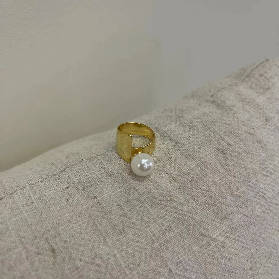 钛钢戒指 小众珠珠开口戒指（YWJZ956#）爱唯依